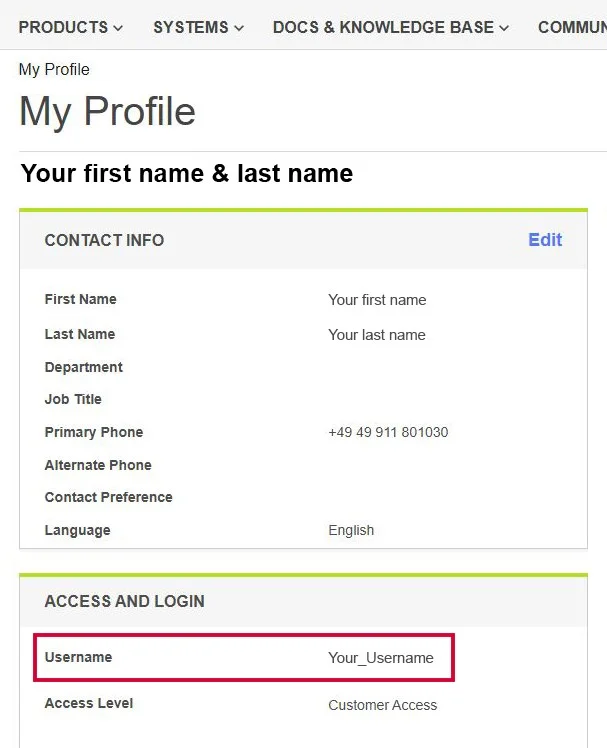 NetApp MyProfile Username