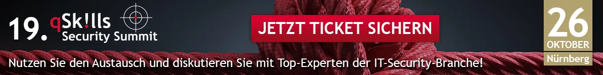 qSkills Security Summit Banner Allgemein mit rotem Seil und Knoten - Jetzt Ticket sichern