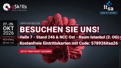 qSkills auf der it-sa 2026 - Halle 7 - Stand 246 & NCC Ost - Raum Istanbul (2. OG)